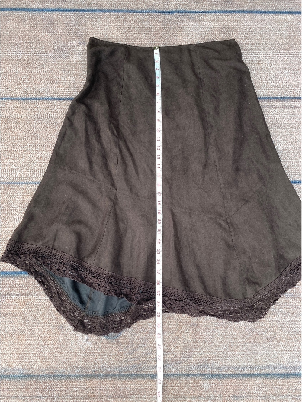 Espresso brown asymmetrical lace trim skirt RQT size 12 western indie sleaze Y2K - Picture 6 of 6